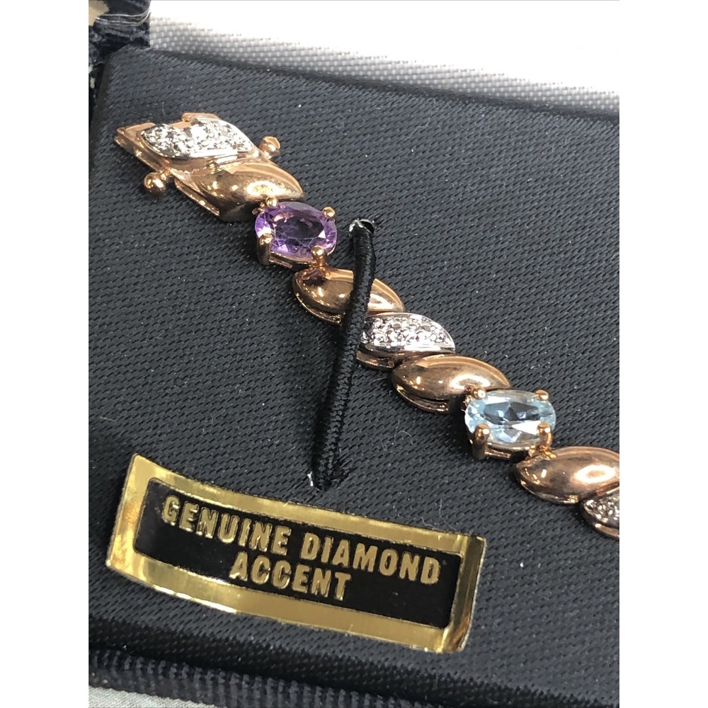 Ross Simons Diamonds 18k gold plated 925 silver Bracelet 7.5" Tennis Vermeil NWT